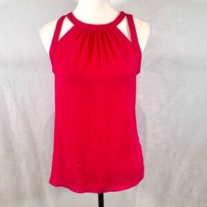 Express hot pink double strap mixed media top - Size XS